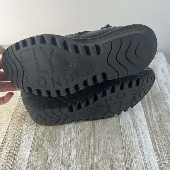 Fly London Womens Yoxy Zipper Wedge Ankle Boots EU 38 US 7.5 Graphite Leather - Picture 12 of 13